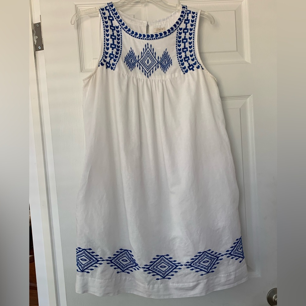 J.Crew Summer Dress White Cotton/Linen Blend - size 6
